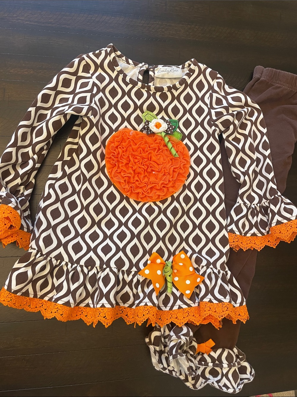 Emily Rose Brown & Orange Ruffled Pumpkin Costume Set
